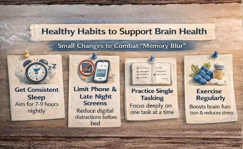 Memory Blur in Your 20s – Mental Fog and Forgetfulness Explained Visual showing memory blur and mental fog in people in their 20s, representing forgetfulness and cognitive haze