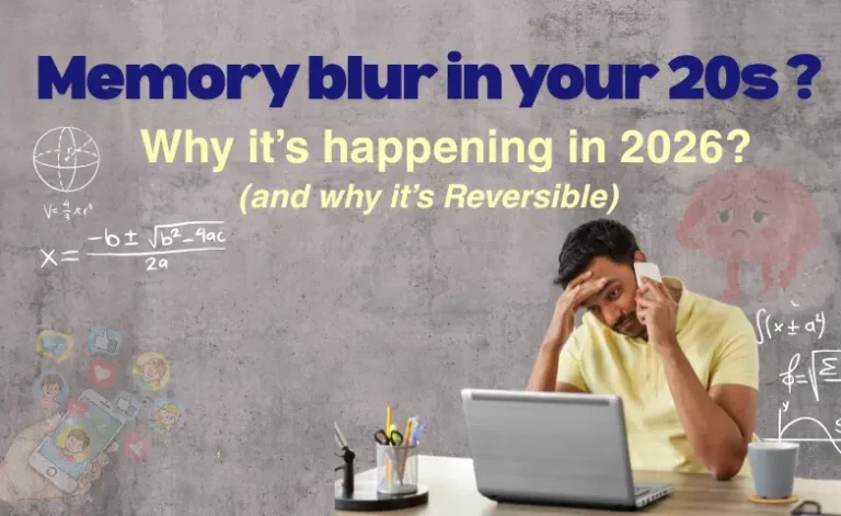 Recite You® | Hand Picking The Excellence Globally 10 Young woman experiencing memory blur and mental fog in her 20s due to digital overstimulation, stress, and poor sleep in 2026