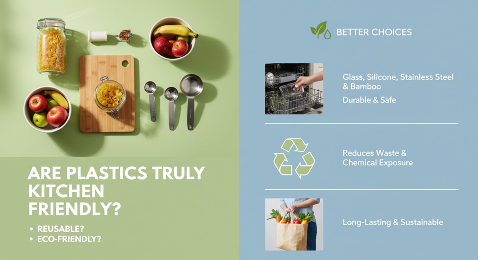 Plastic kitchen containers and utensils commonly used in households, highlighting everyday plastic use in cooking and food storage